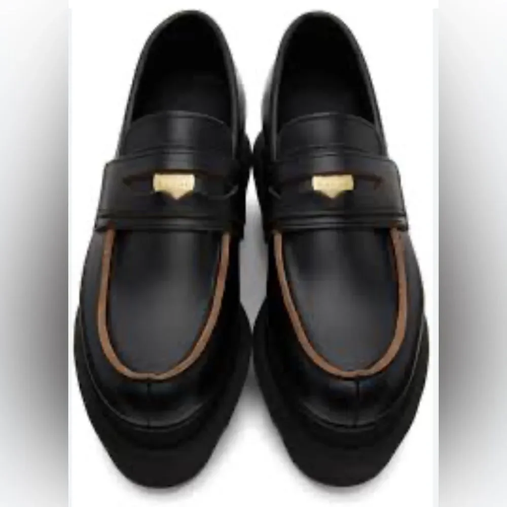 Sacai Black Platform Coin Loafers Size 40